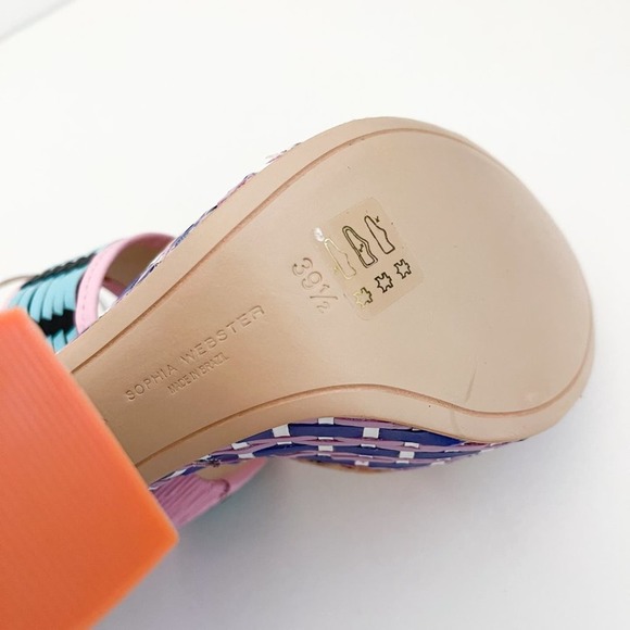 Sophia Webster Celia Platform Sandal Colorblock Multicolor Block Heel Rainbow - Picture 10 of 12